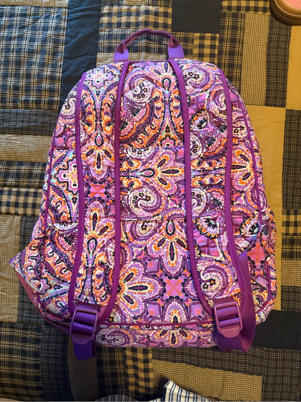 Vera Bradley Purple Paisley Quilted Daypack - Picture 2 of 2